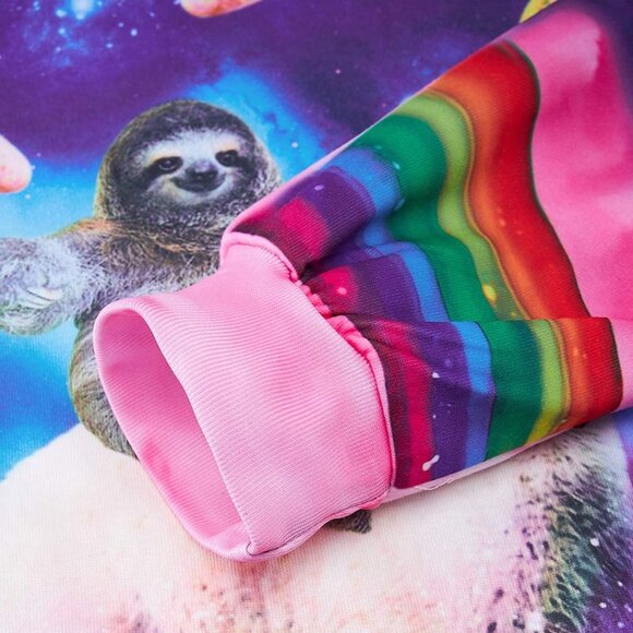 Sloth on Llama Hoodie; Whimsical Fun Design; NWOT - Picture 3 of 3